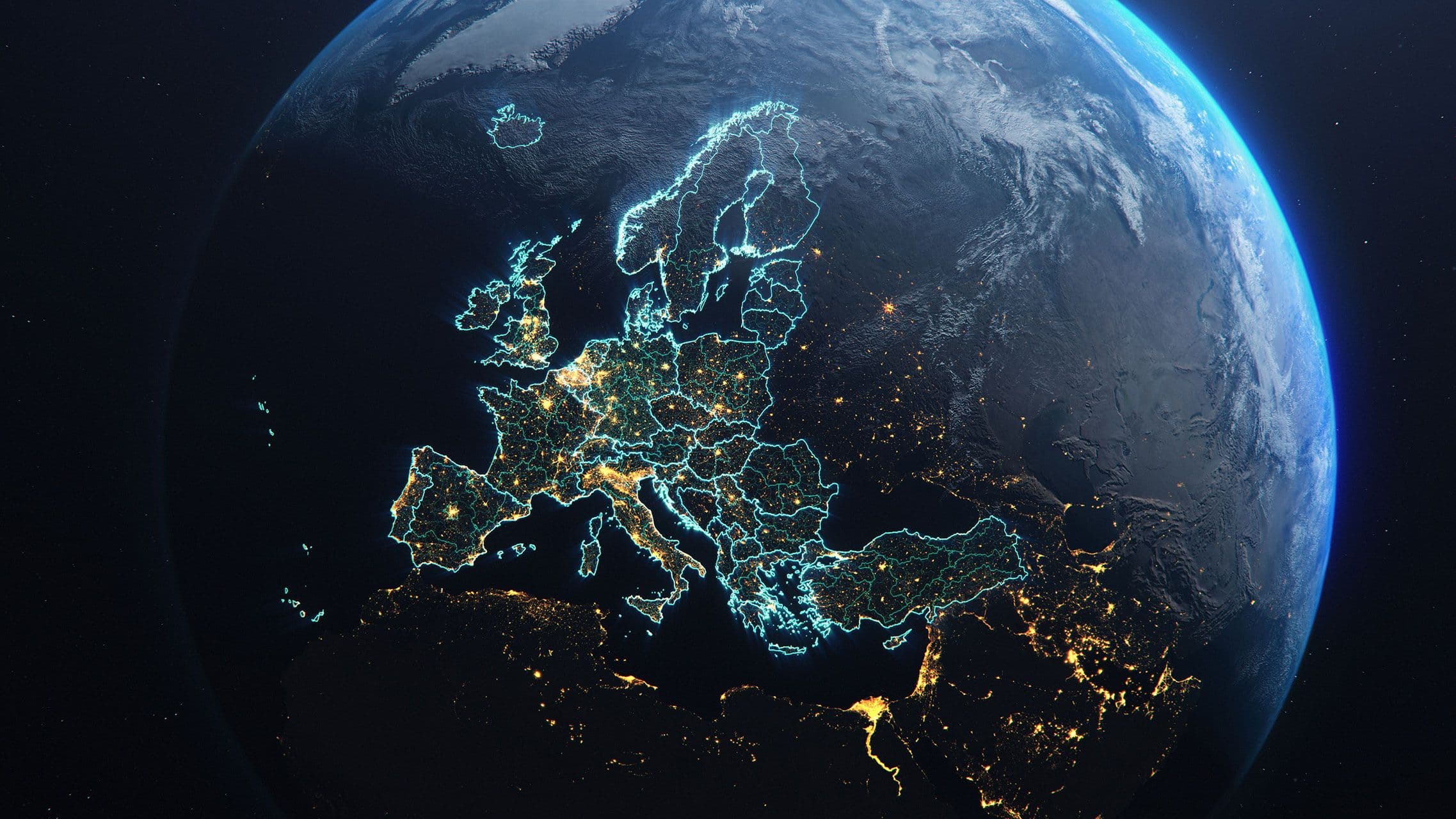 Planet Earth from Space EU Europe Countries highlighted, elements of this image courtesy of NASA | Image Credit: © Sono Creative - stock.adobe.com