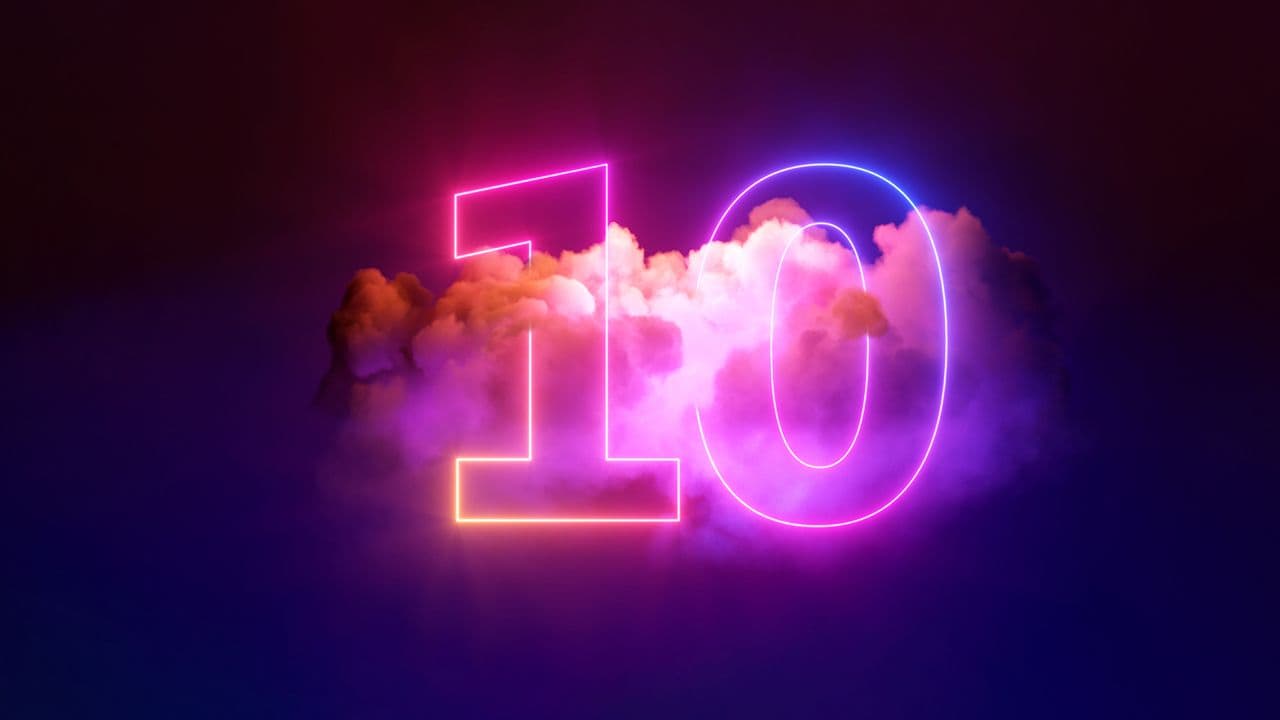 3d render, neon linear number ten and colorful cloud glowing with pink blue neon light, abstract fantasy background | Image Credit: © NeoLeo – Stock.adobe.com